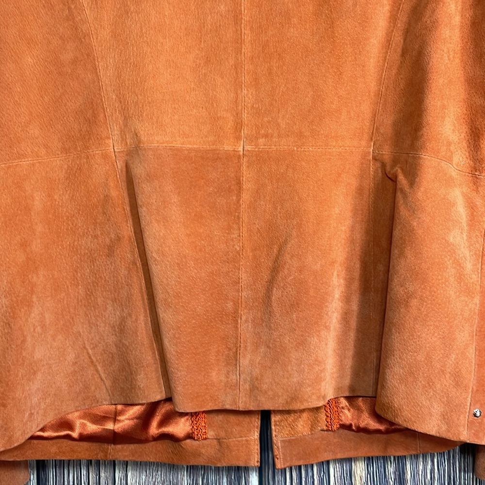 %100 GENUINE LEATHER Bradley Bayou leather jacket orange with stud size medium - Picture 8 of 11